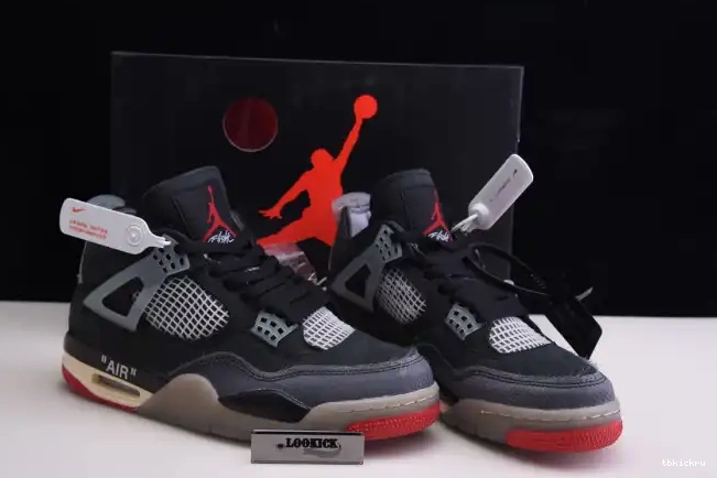 Cheap TBK Off CV9388-001 Air x Bred White Retro 4 Jordan 0524